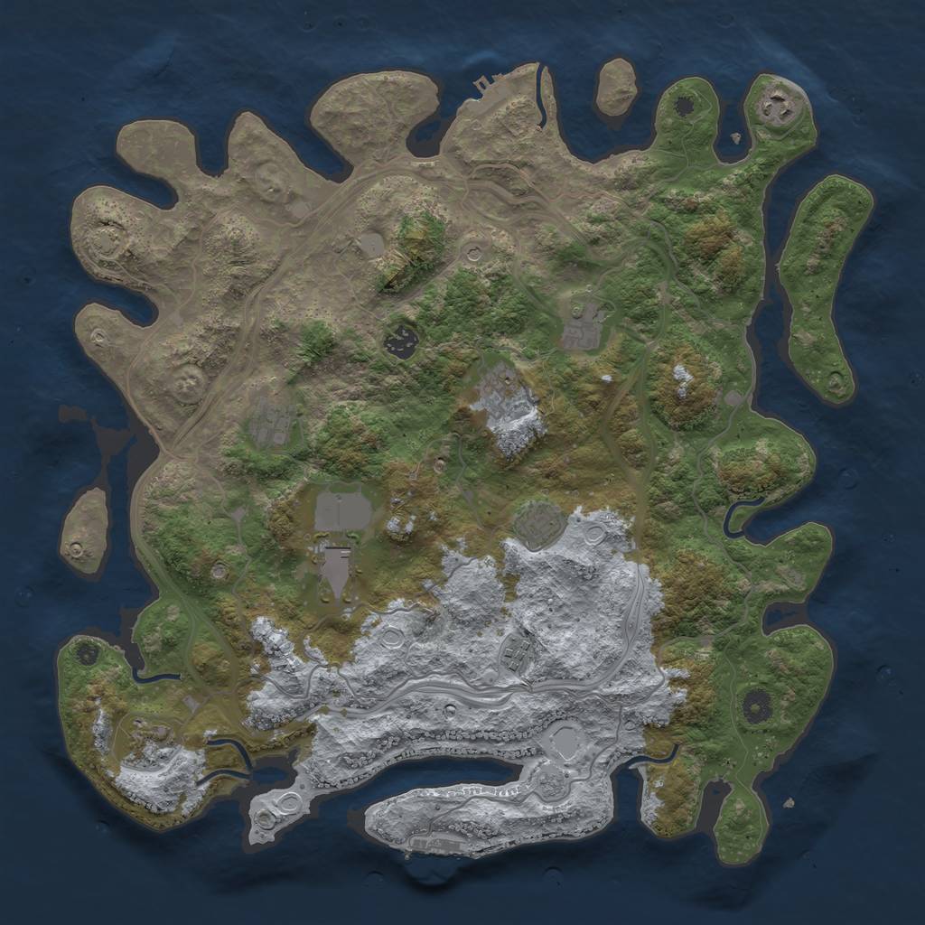 Rust Map: Procedural Map, Size: 4300, Seed: 83628440, 17 Monuments