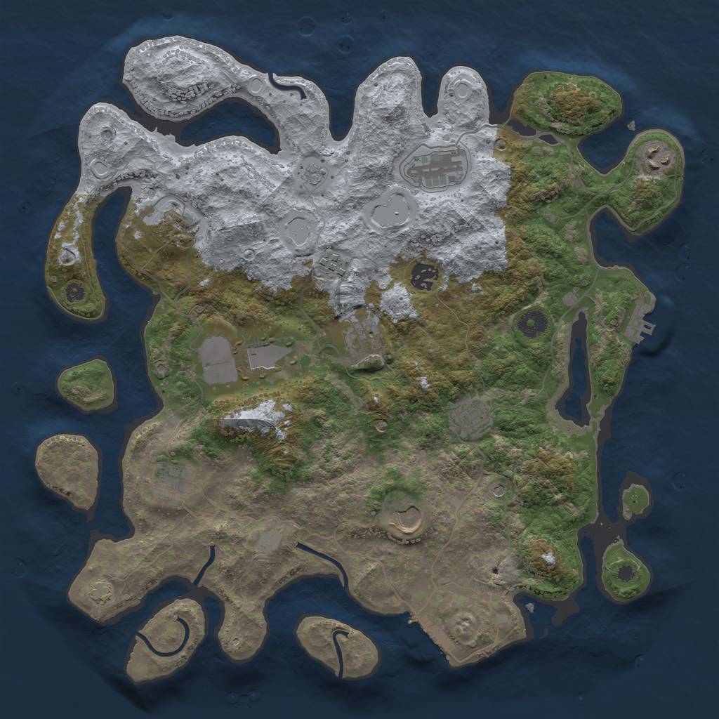 Rust Map: Procedural Map, Size: 3900, Seed: 75190850, 18 Monuments