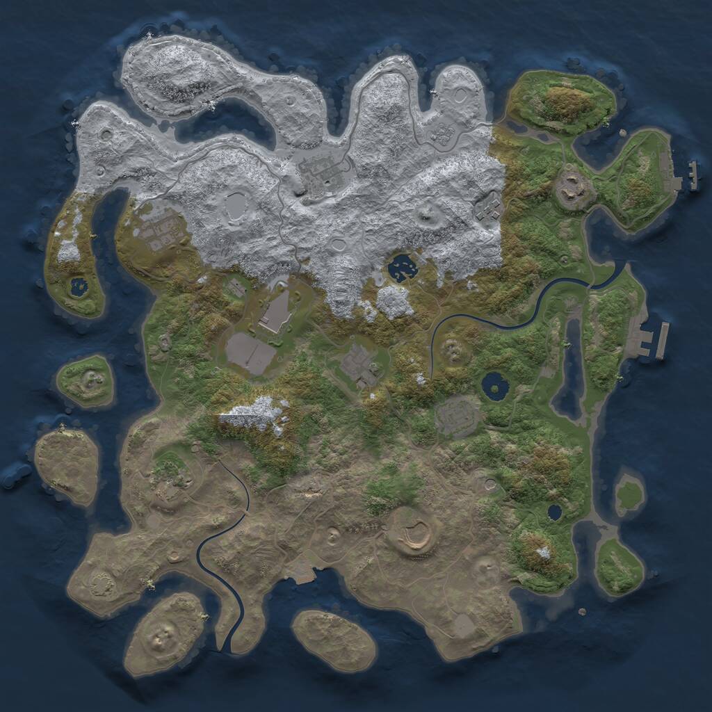 Rust Map: Procedural Map, Size: 3900, Seed: 75190850, 16 Monuments