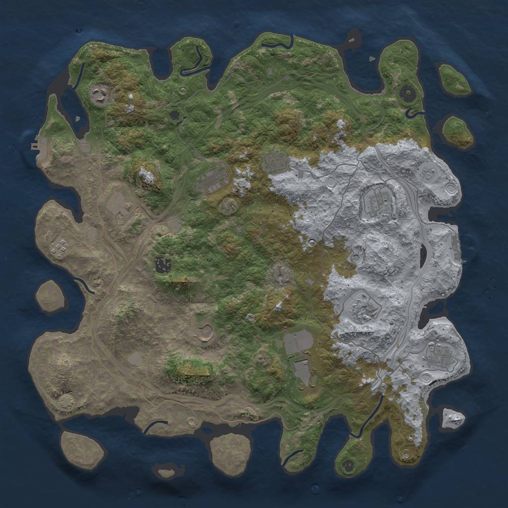 Rust Map: Procedural Map, Size: 4500, Seed: 1320563920, 19 Monuments
