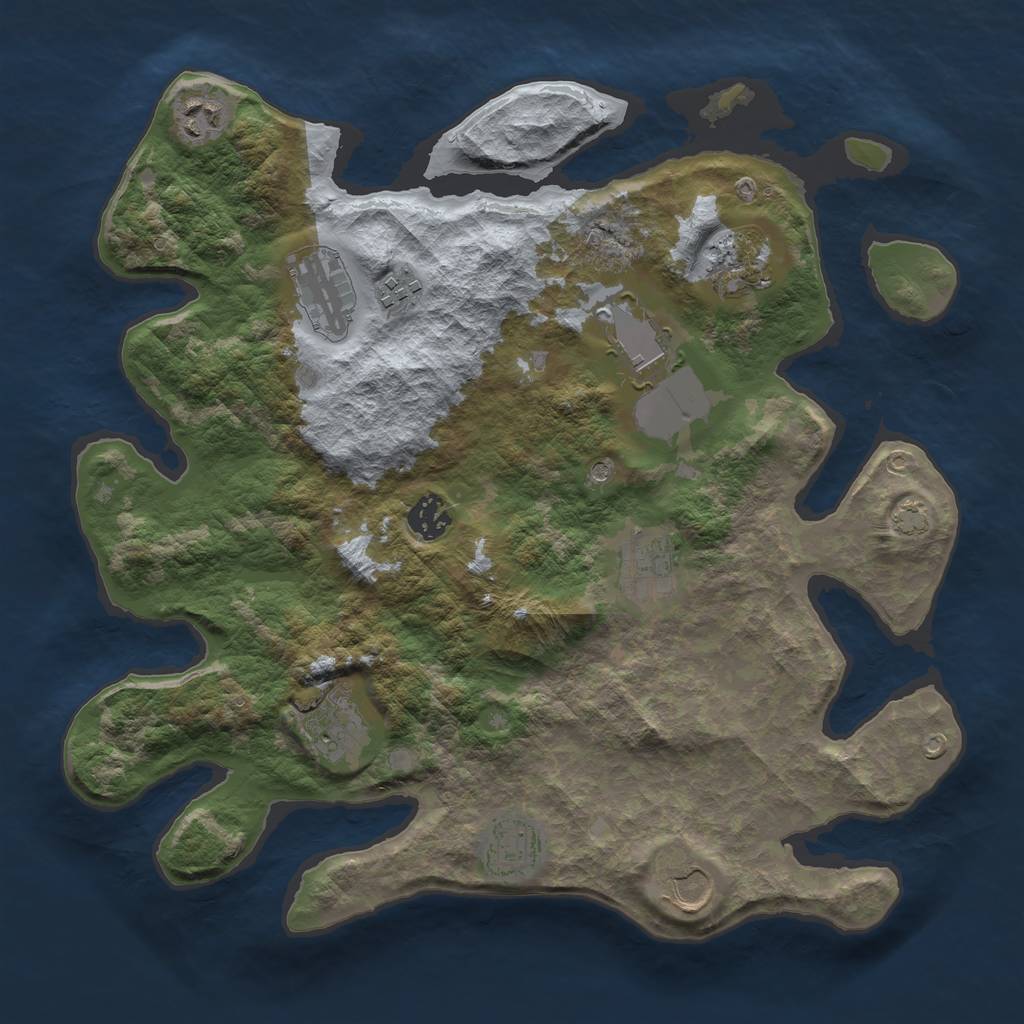Rust Map: Barren, Size: 3600, Seed: 31810315, 14 Monuments