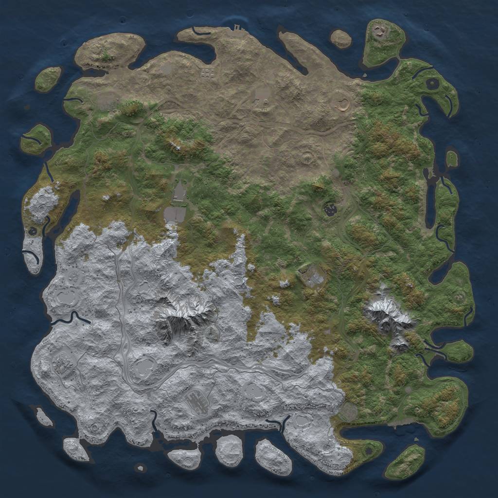 Rust Map: Procedural Map, Size: 6000, Seed: 895057825, 19 Monuments