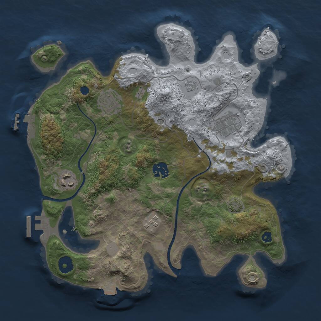 Rust Map: Procedural Map, Size: 3000, Seed: 205836400, 11 Monuments