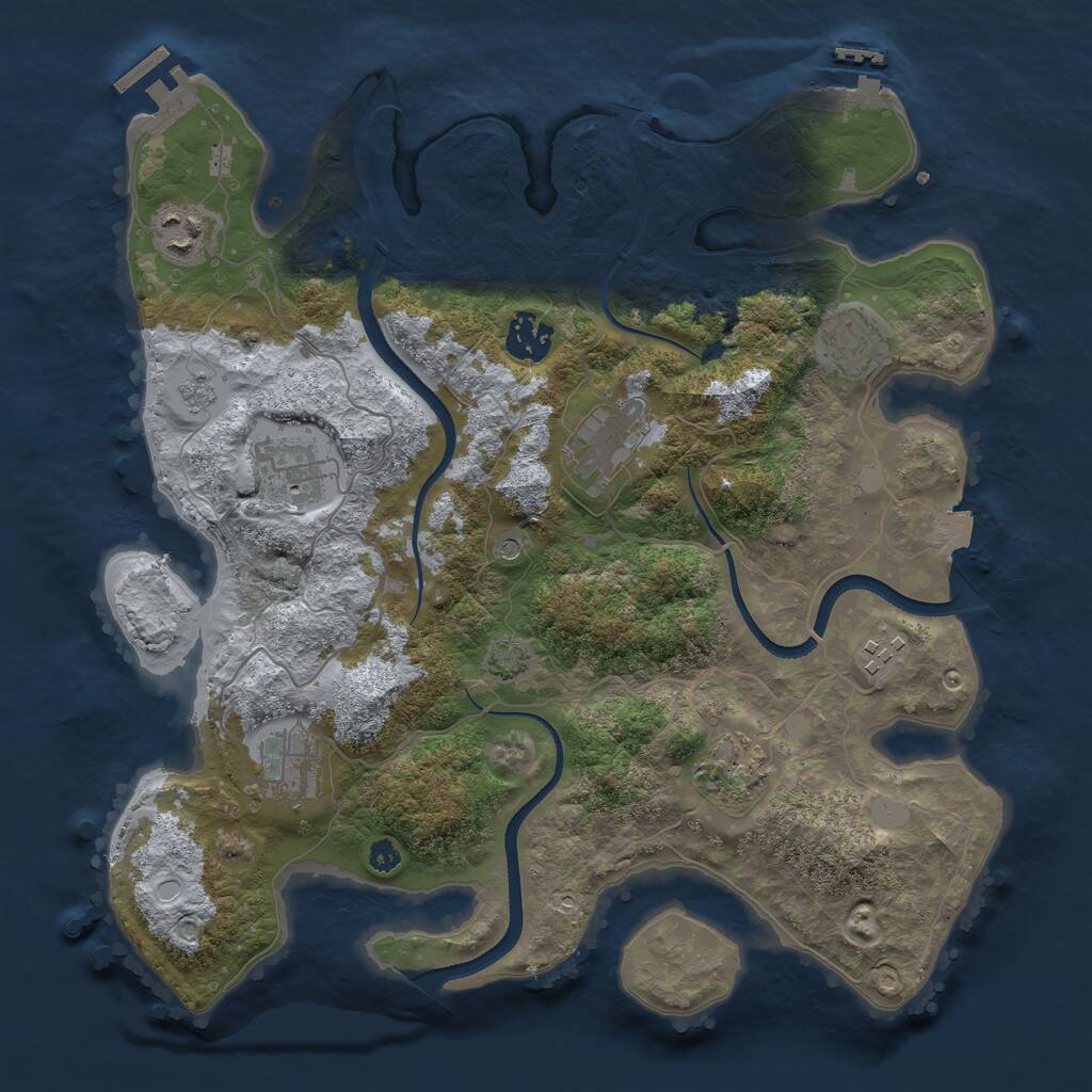 Rust Map: Procedural Map, Size: 3450, Seed: 14305588, 14 Monuments