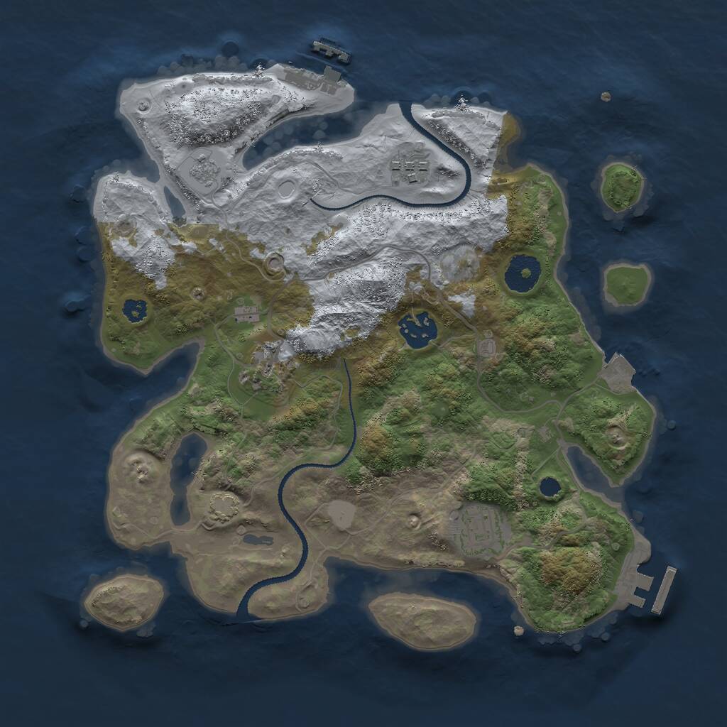 Rust Map: Procedural Map, Size: 3000, Seed: 25912, 9 Monuments