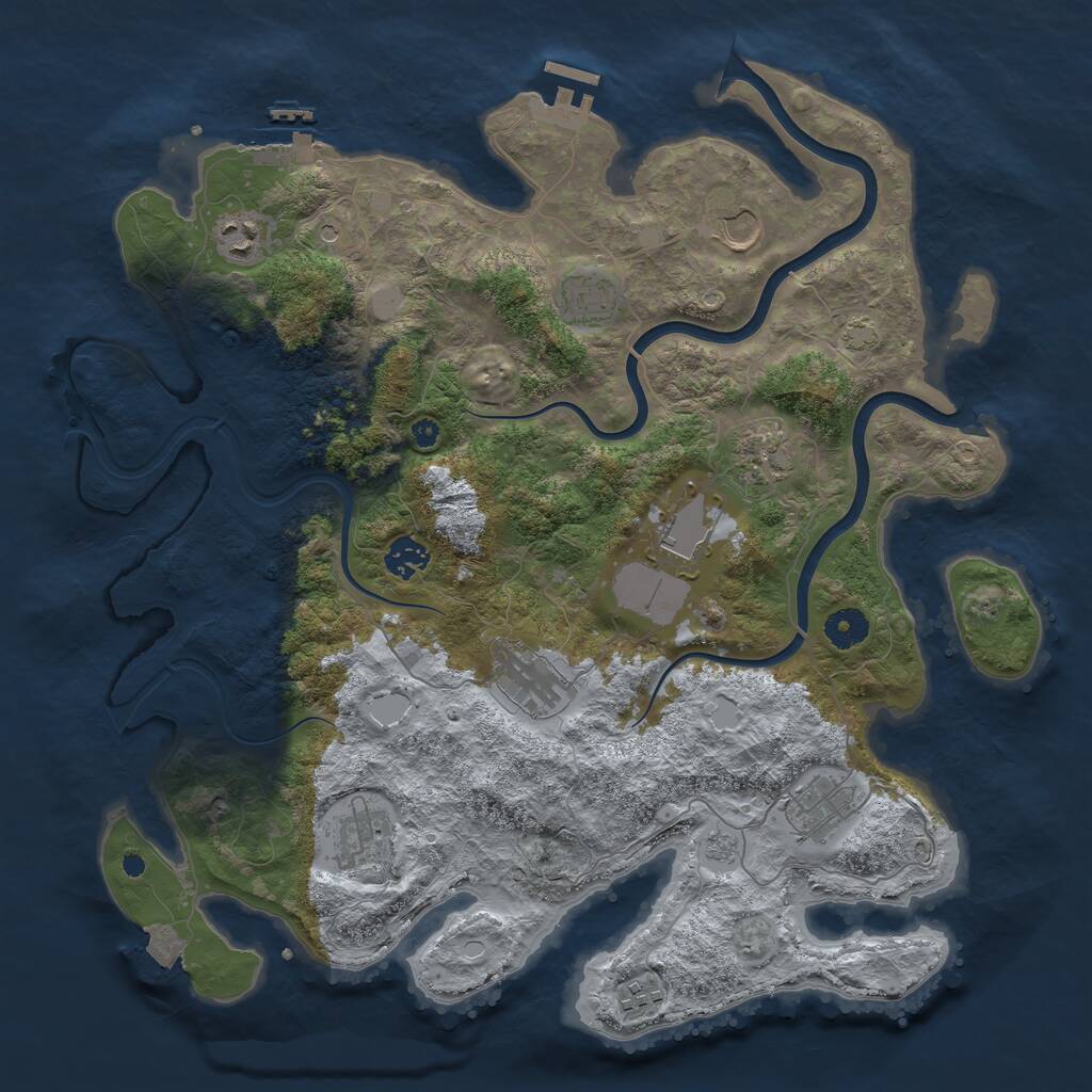 Rust Map: Procedural Map, Size: 3950, Seed: 42787192, 16 Monuments