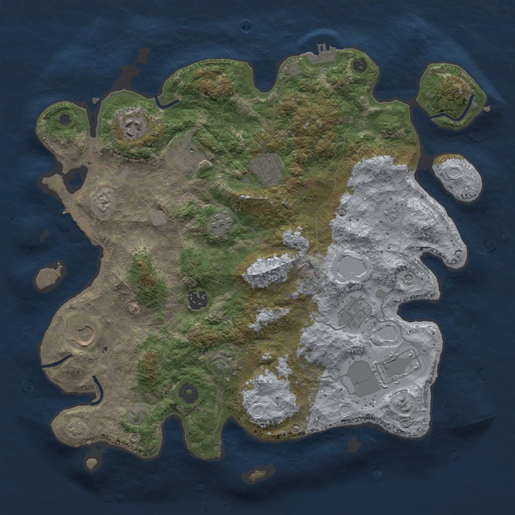 Rust Map: Procedural Map, Size: 3850, Seed: 7748240, 17 Monuments