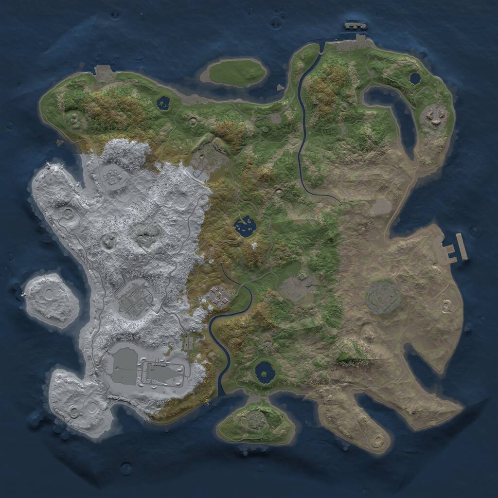 Rust Map: Procedural Map, Size: 3650, Seed: 10281561, 14 Monuments