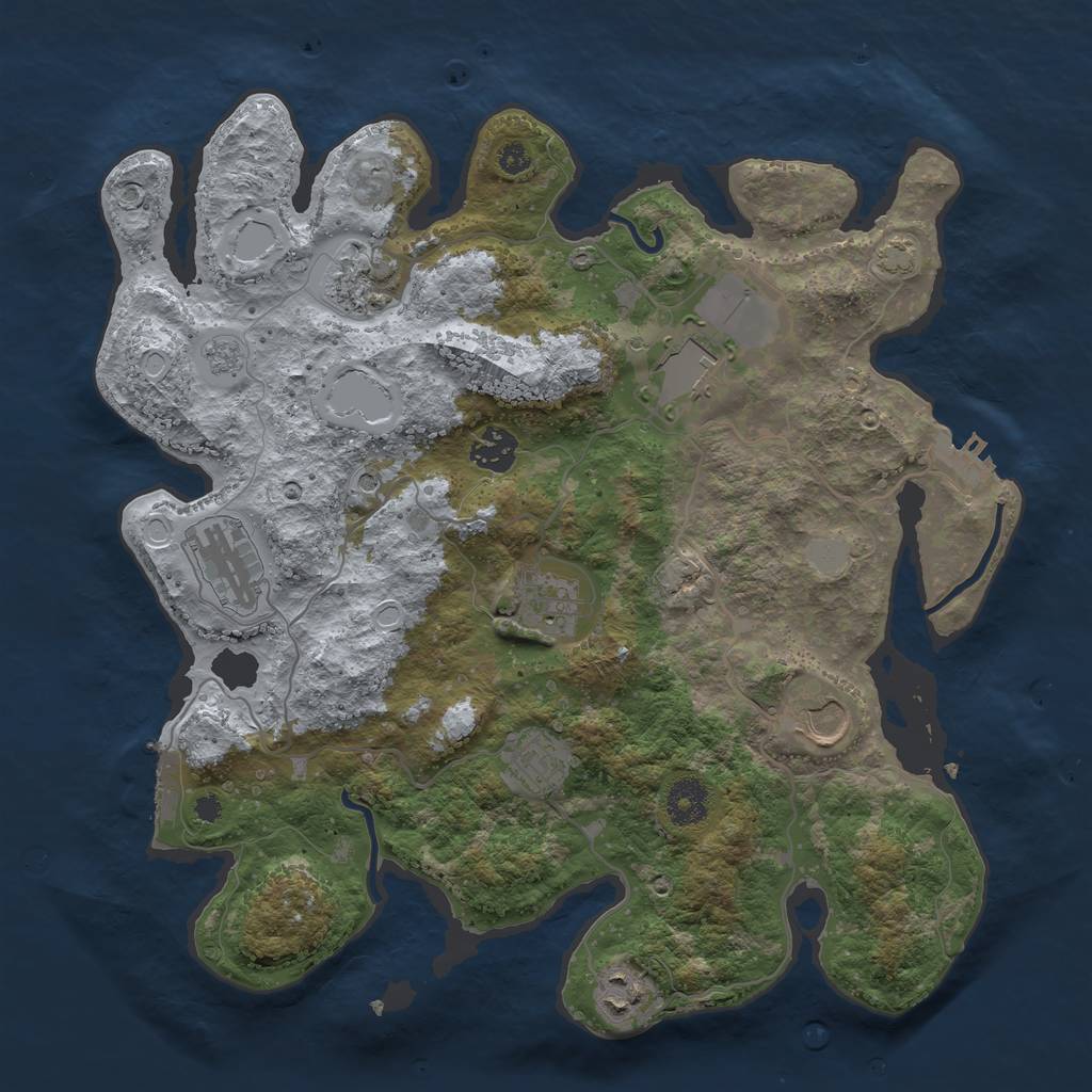 Rust Map: Procedural Map, Size: 3600, Seed: 85921321, 16 Monuments