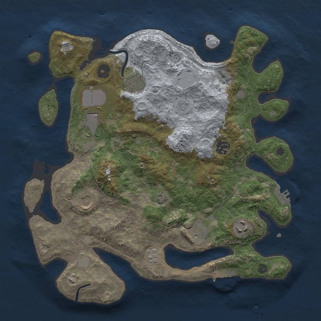 Rust Map: Procedural Map, Size: 3500, Seed: 845543, 15 Monuments