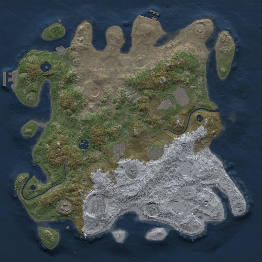 Rust Map: Procedural Map, Size: 3900, Seed: 44250244, 14 Monuments