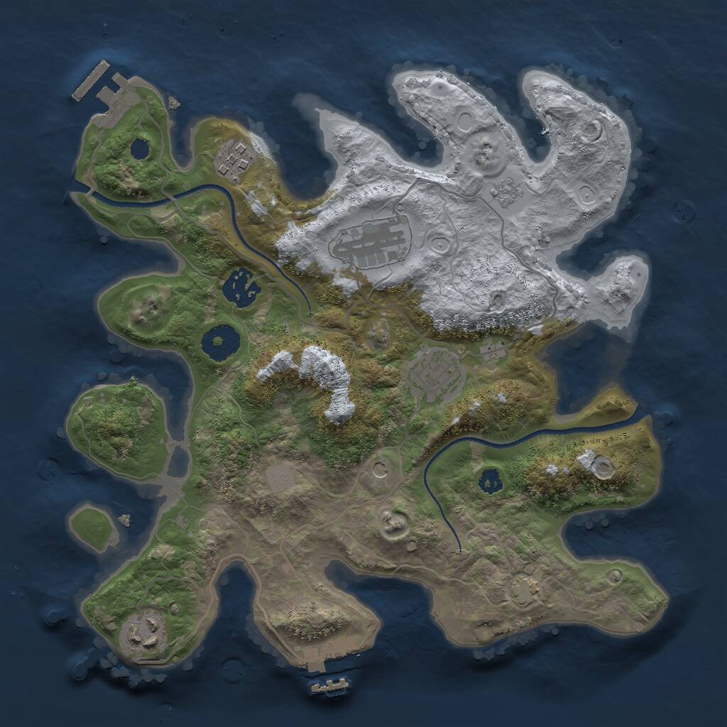 Rust Map: Procedural Map, Size: 3000, Seed: 1085743187, 11 Monuments