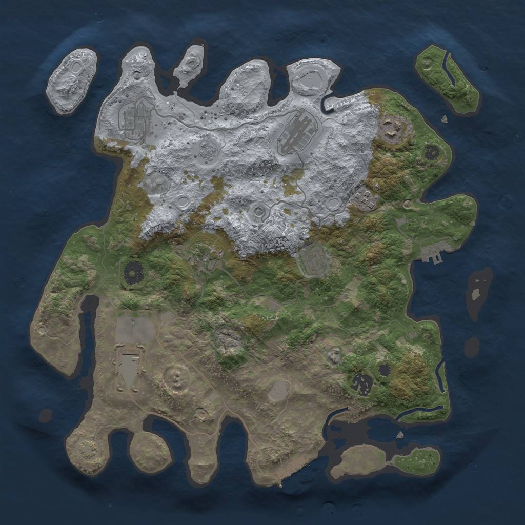 Rust Map: Procedural Map, Size: 3600, Seed: 53130045, 16 Monuments