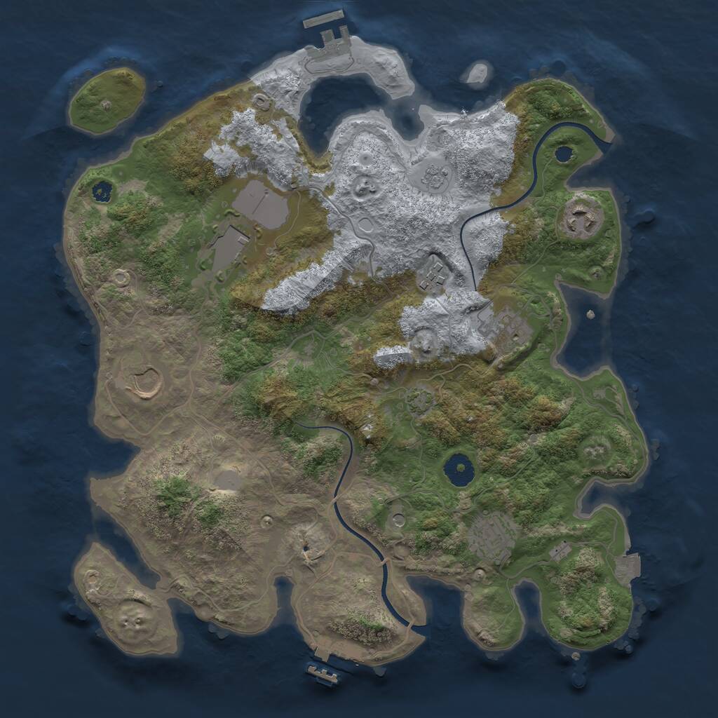 Rust Map: Procedural Map, Size: 3500, Seed: 988295856, 12 Monuments