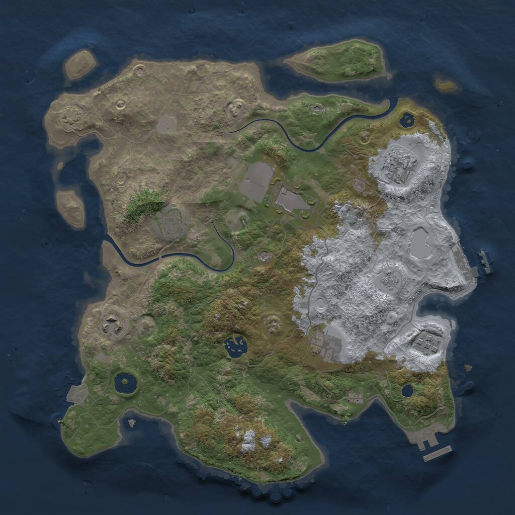 Rust Map: Procedural Map, Size: 3500, Seed: 544087732, 13 Monuments