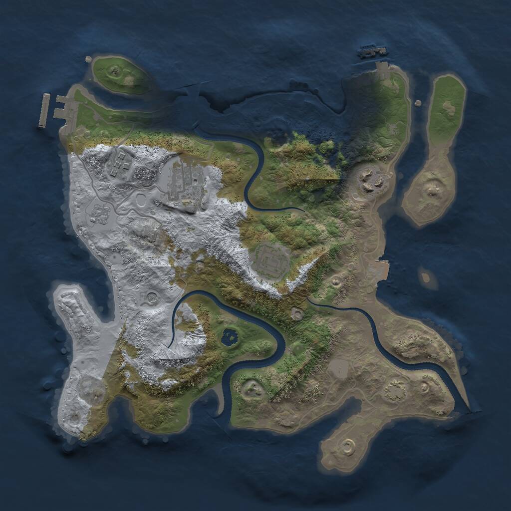 Rust Map: Procedural Map, Size: 3000, Seed: 24983, 10 Monuments
