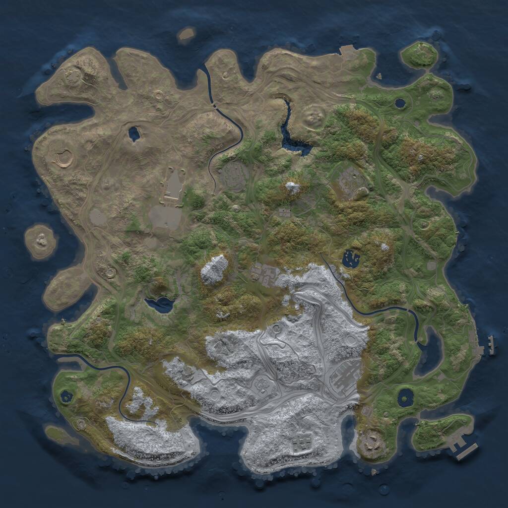 Rust Map: Procedural Map, Size: 4250, Seed: 72758442, 16 Monuments