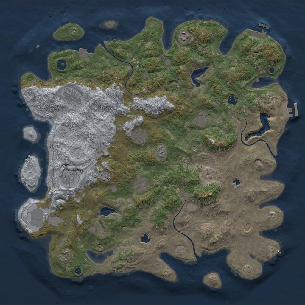 Rust Map: Procedural Map, Size: 4500, Seed: 1160961502, 17 Monuments