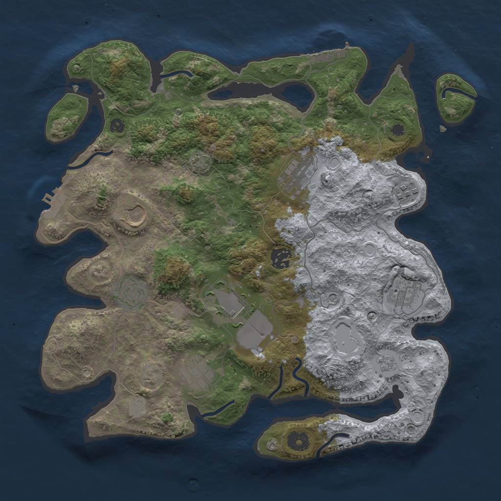 Rust Map: Procedural Map, Size: 3500, Seed: 640582620, 16 Monuments