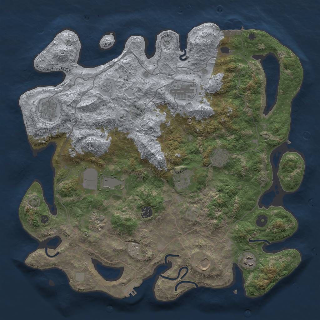 Rust Map: Procedural Map, Size: 4000, Seed: 5468256, 18 Monuments