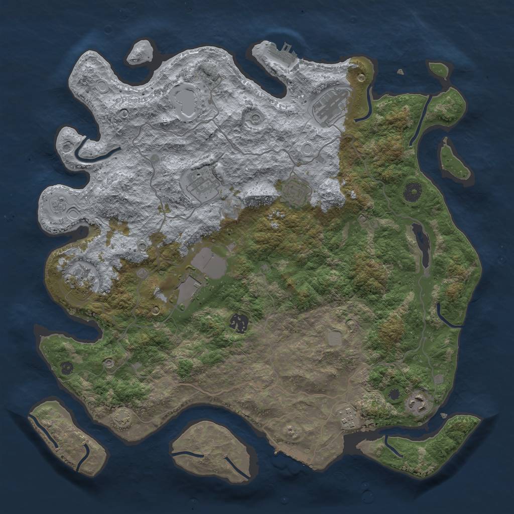 Rust Map: Procedural Map, Size: 4000, Seed: 496740904, 16 Monuments