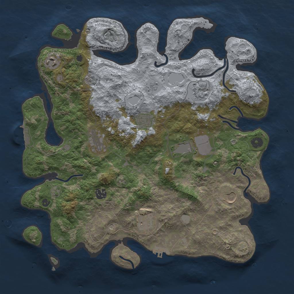 Rust Map: Procedural Map, Size: 3850, Seed: 66441505, 17 Monuments