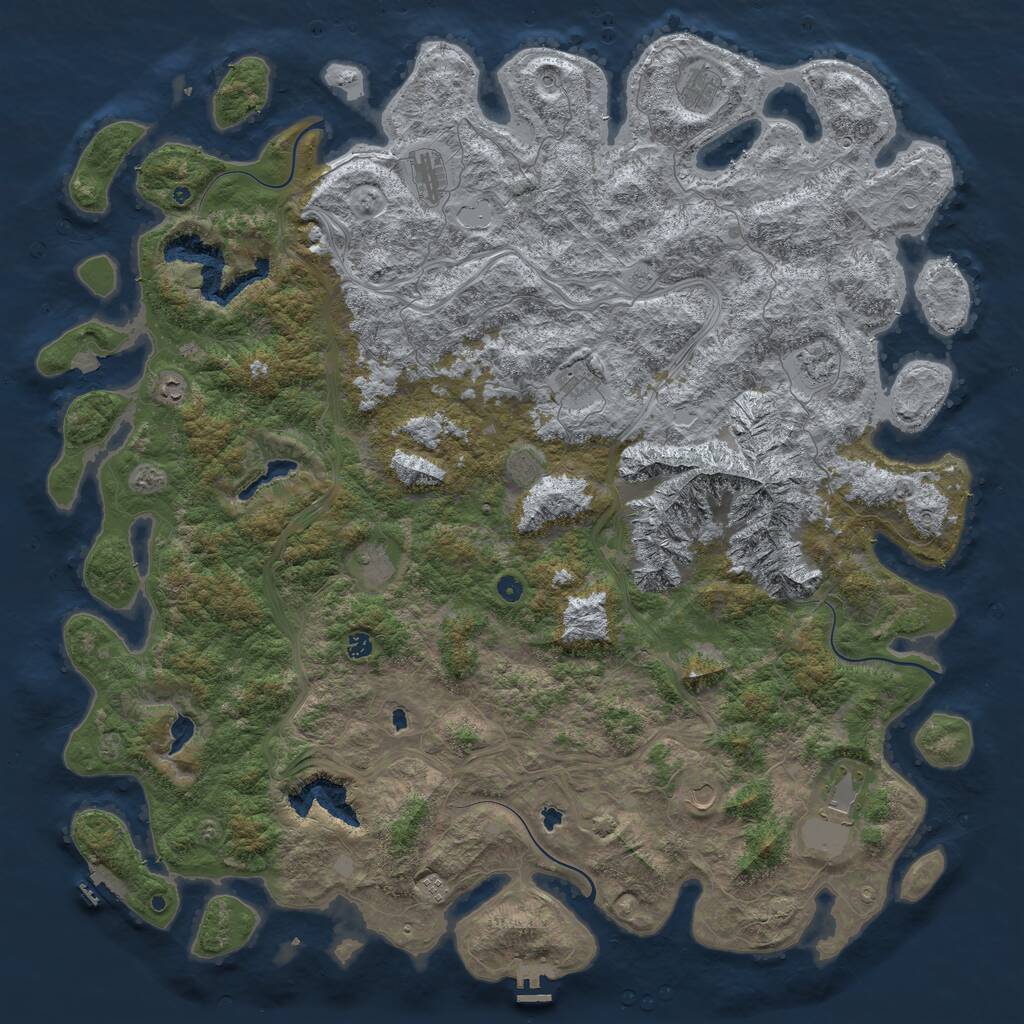 Rust Map: Procedural Map, Size: 6000, Seed: 623452, 17 Monuments