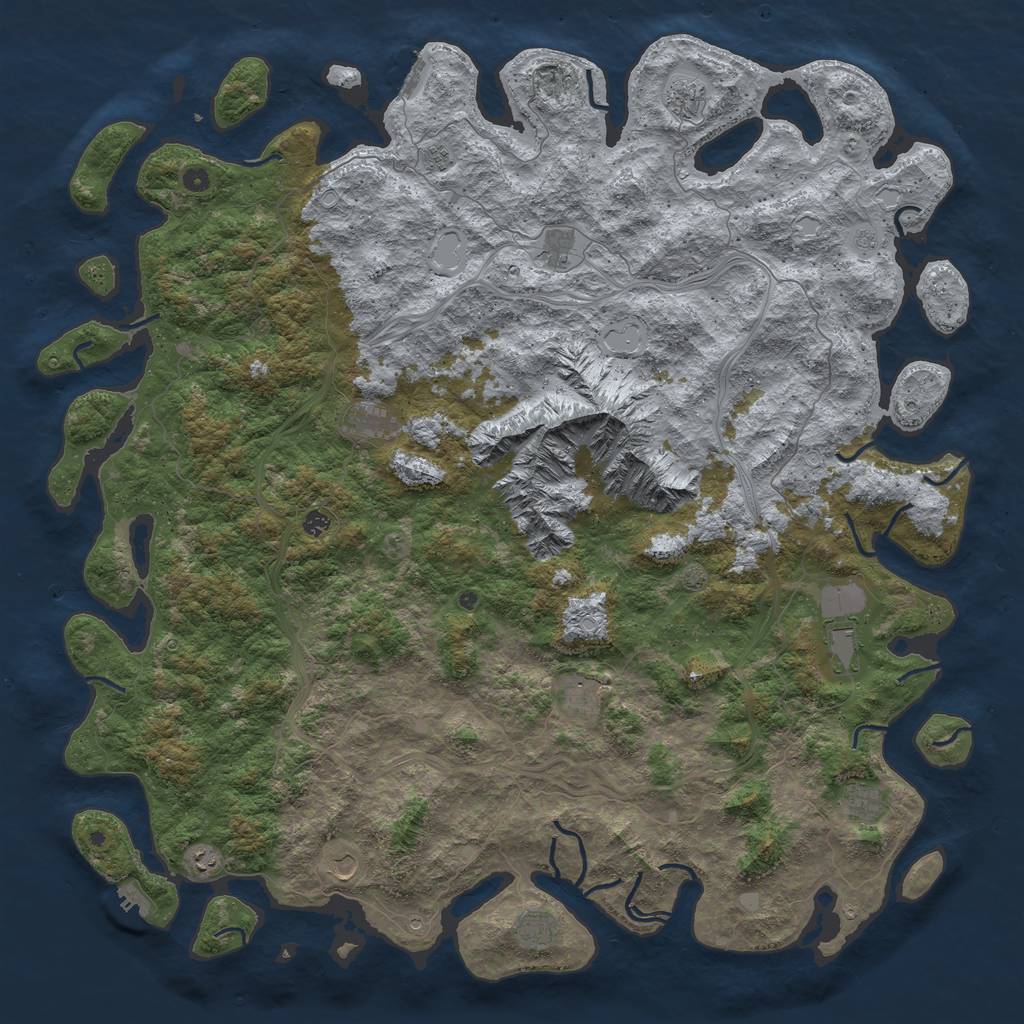 Rust Map: Procedural Map, Size: 6000, Seed: 623452, 19 Monuments