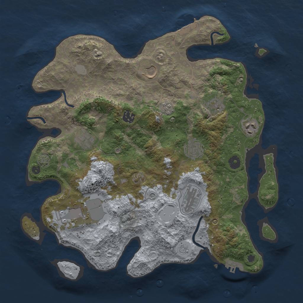 Rust Map: Procedural Map, Size: 3650, Seed: 19071345, 17 Monuments