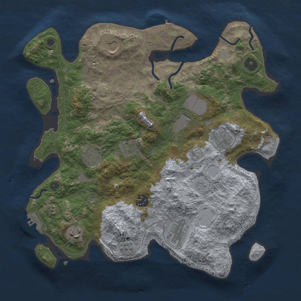 Rust Map: Procedural Map, Size: 3500, Seed: 1179924107, 17 Monuments