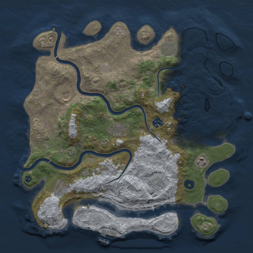 Rust Map: Procedural Map, Size: 3750, Seed: 92086827, 14 Monuments