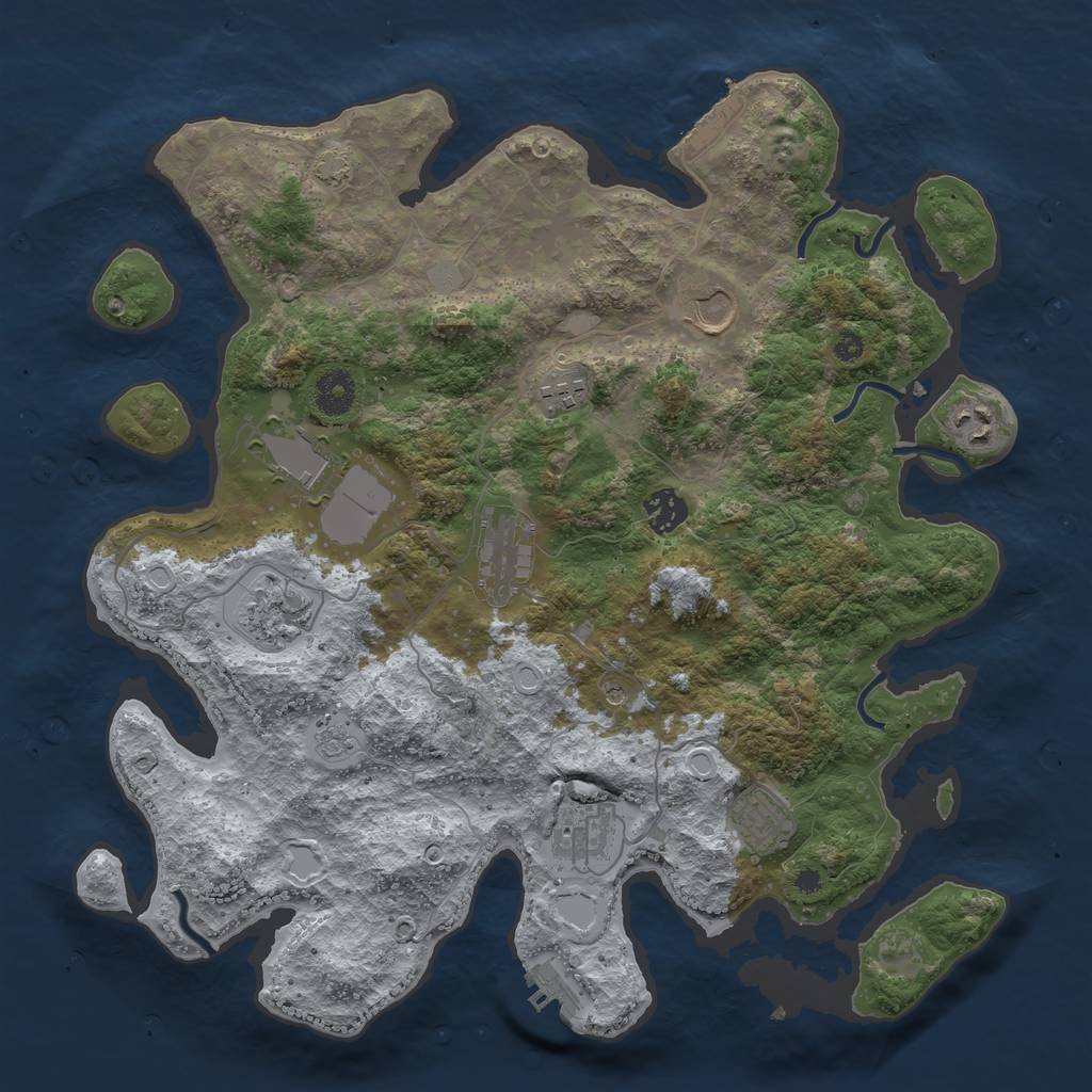 Rust Map: Procedural Map, Size: 3750, Seed: 83669505, 17 Monuments