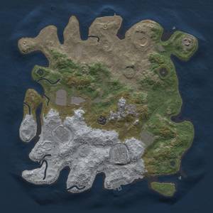 Thumbnail Rust Map: Procedural Map, Size: 3500, Seed: 1664357498, 16 Monuments