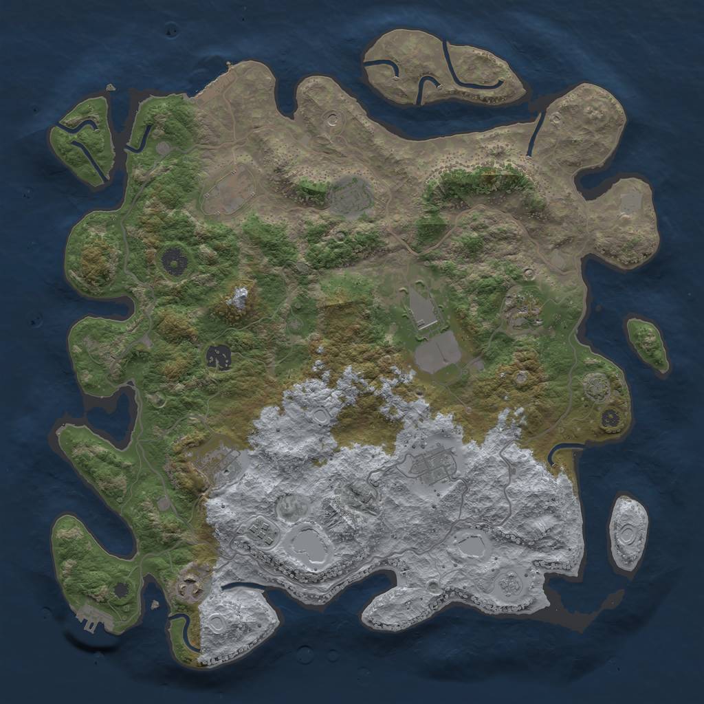 Rust Map: Procedural Map, Size: 4000, Seed: 43189802, 17 Monuments