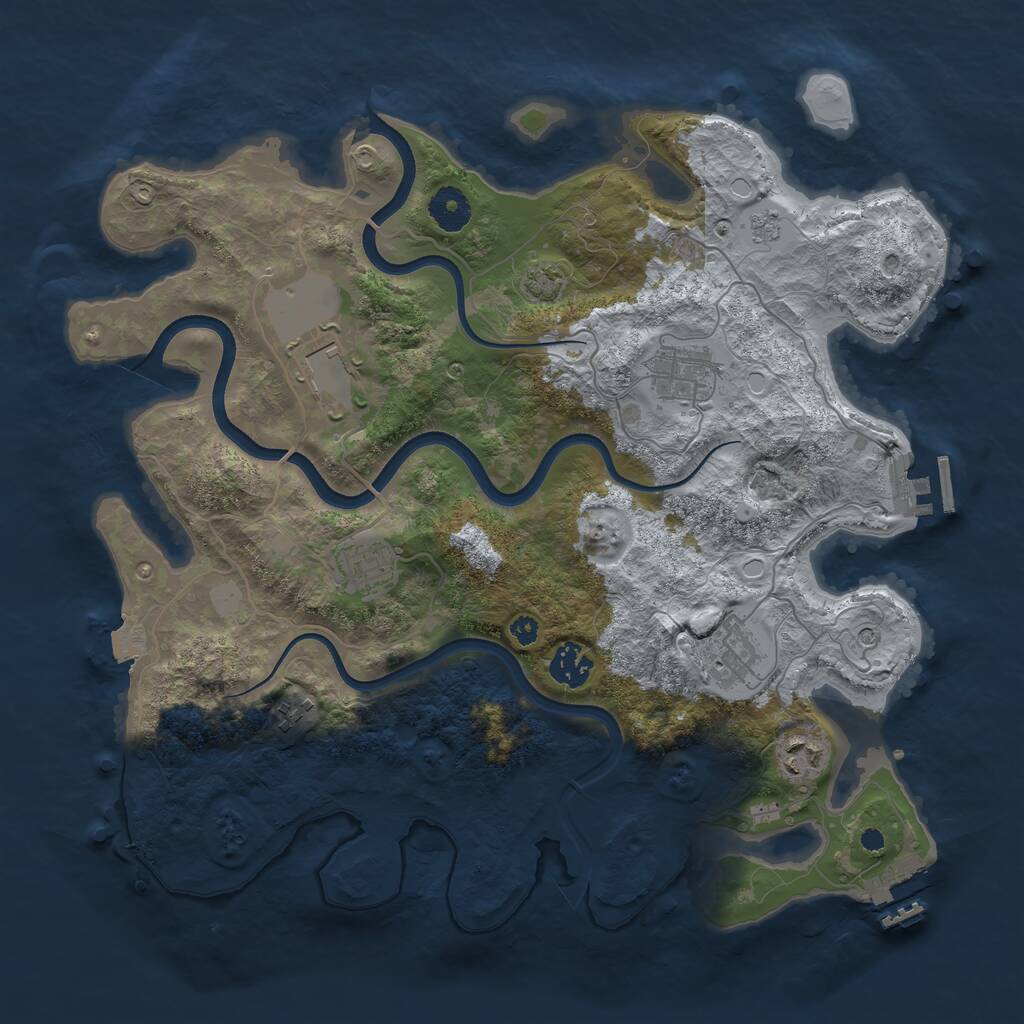 Rust Map: Procedural Map, Size: 3650, Seed: 44232242, 13 Monuments