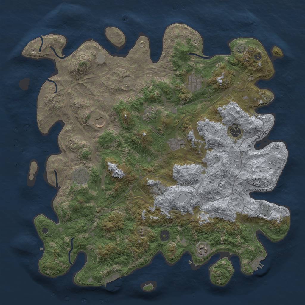 Rust Map: Procedural Map, Size: 4300, Seed: 54094963, 16 Monuments