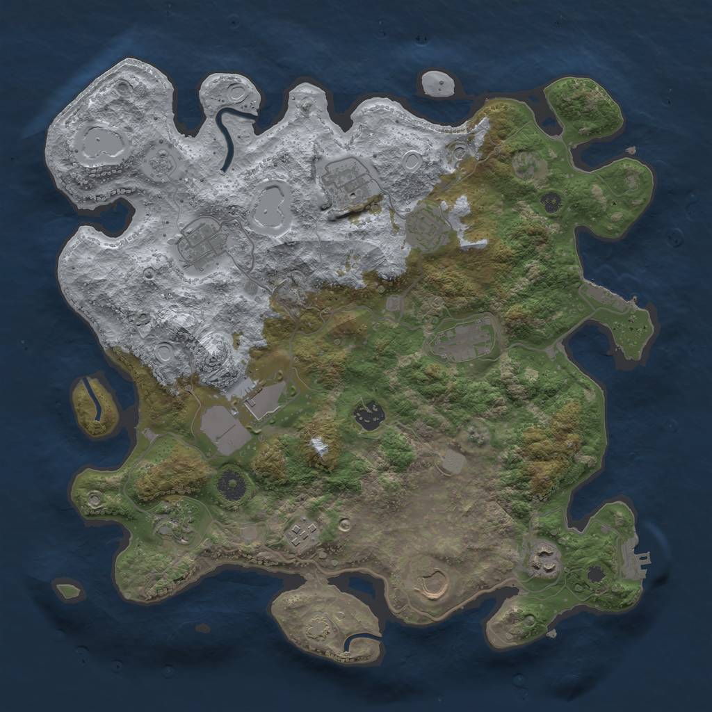 Rust Map: Procedural Map, Size: 3700, Seed: 8471329, 18 Monuments