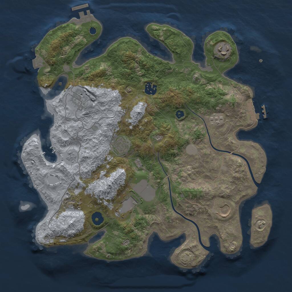 Rust Map: Procedural Map, Size: 3500, Seed: 634243238, 14 Monuments