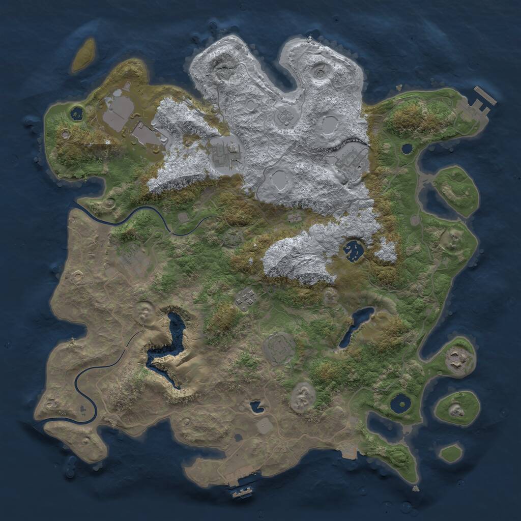 Rust Map: Procedural Map, Size: 4000, Seed: 1661713269, 14 Monuments