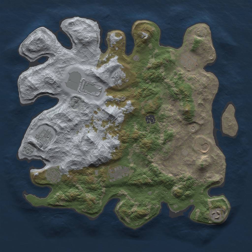 Rust Map: Barren, Size: 3750, Seed: 55906446, 14 Monuments