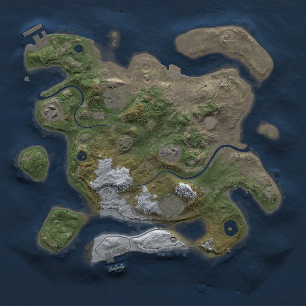 Rust Map: Procedural Map, Size: 3000, Seed: 1450072633, 8 Monuments
