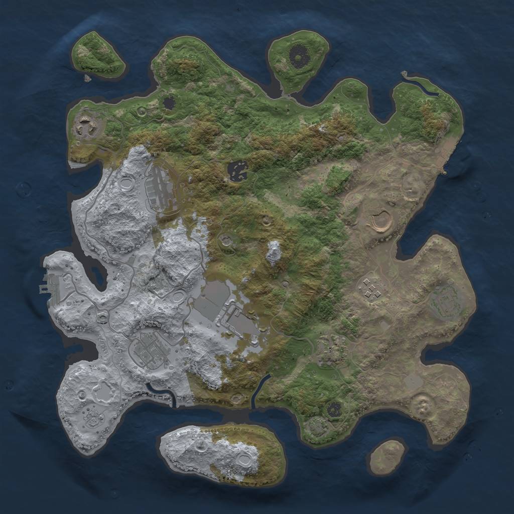 Rust Map: Procedural Map, Size: 3500, Seed: 890632763, 17 Monuments