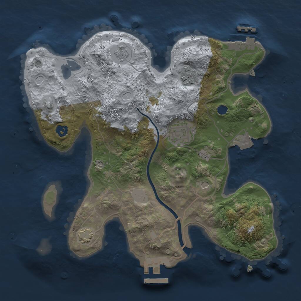 Rust Map: Procedural Map, Size: 2500, Seed: 396259302, 8 Monuments