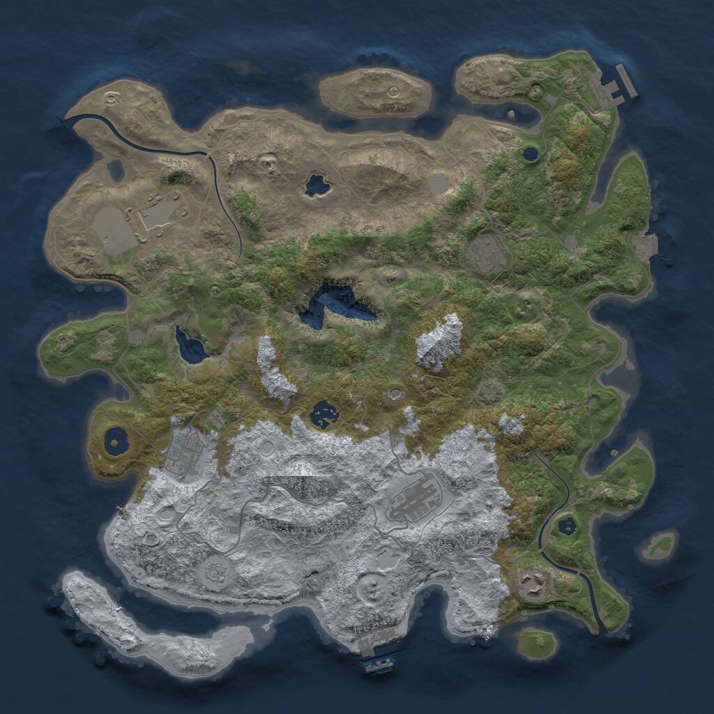 Rust Map: Procedural Map, Size: 4000, Seed: 1555163983, 12 Monuments