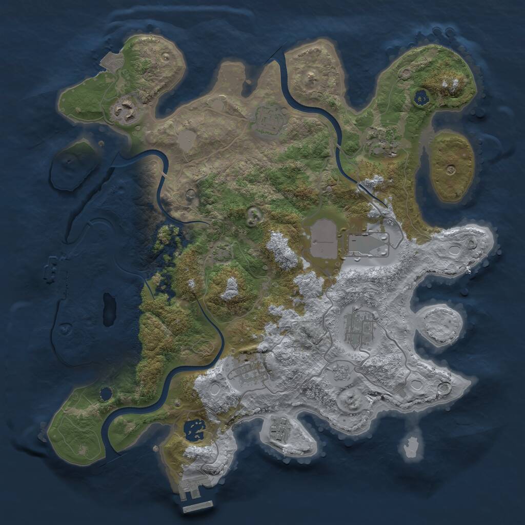 Rust Map: Procedural Map, Size: 3500, Seed: 69996897, 14 Monuments