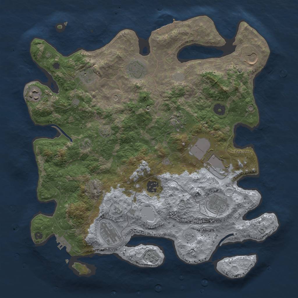 Rust Map: Procedural Map, Size: 3750, Seed: 1275999106, 18 Monuments