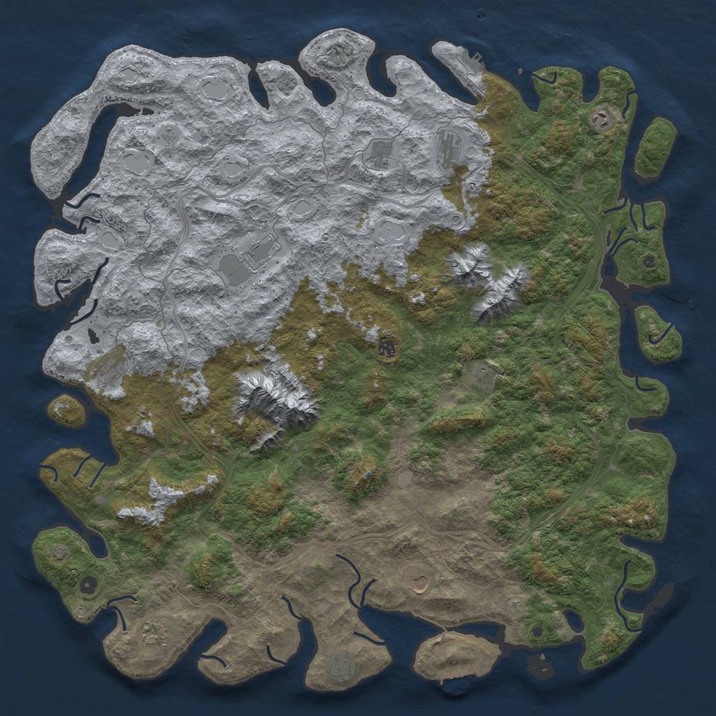 Rust Map: Procedural Map, Size: 6000, Seed: 1415400720, 19 Monuments