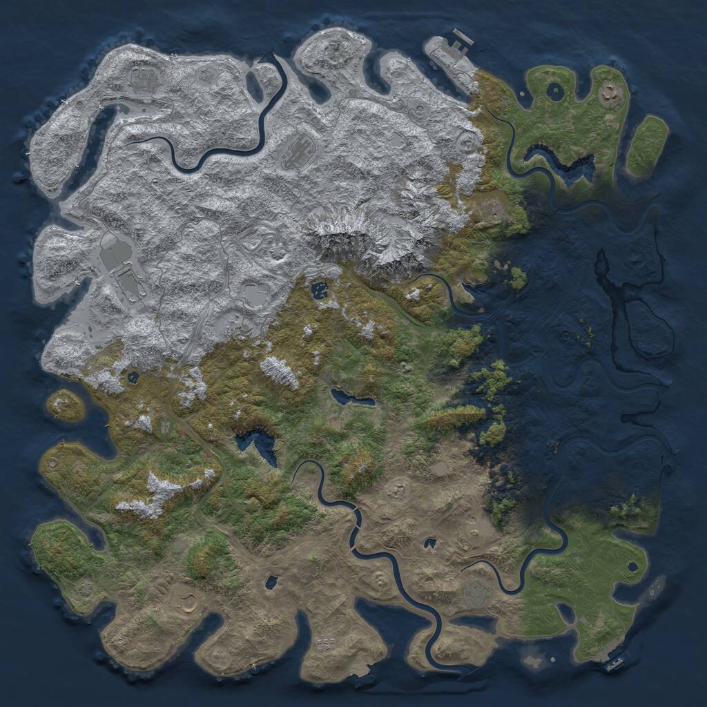 Rust Map: Procedural Map, Size: 6000, Seed: 1415400720, 17 Monuments