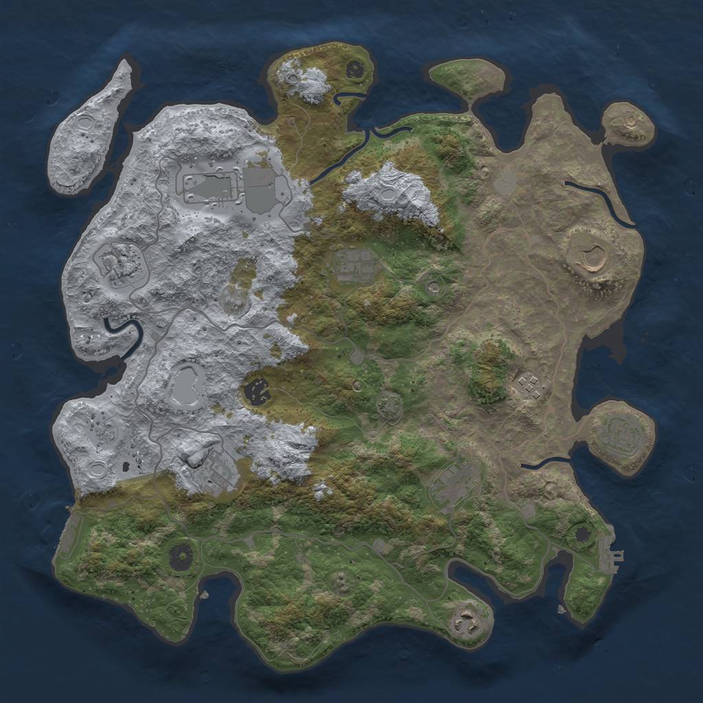 Rust Map: Procedural Map, Size: 4000, Seed: 592516898, 18 Monuments