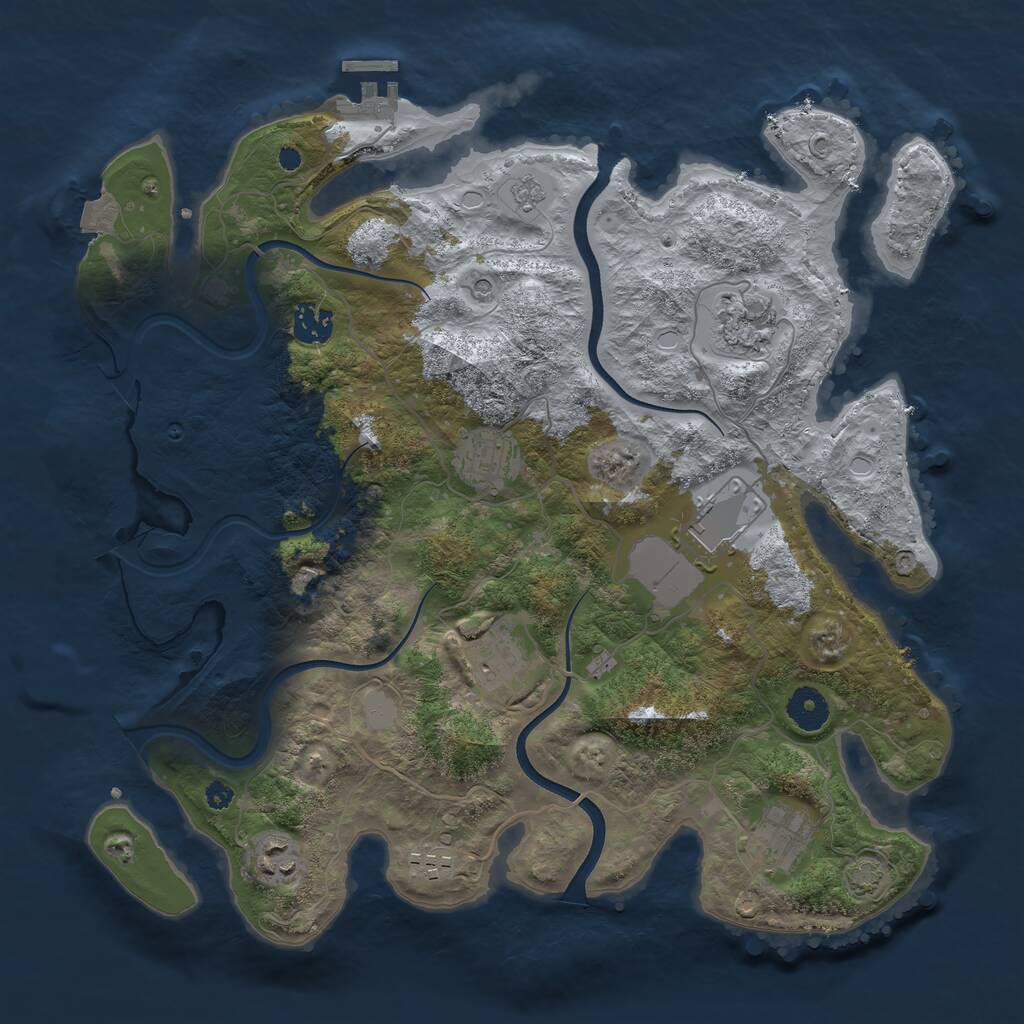 Rust Map: Procedural Map, Size: 3700, Seed: 812381755, 13 Monuments